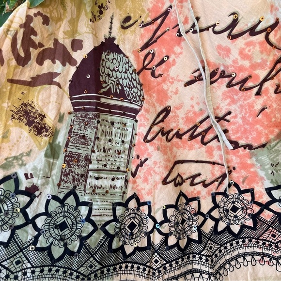 🌼 Vintage Angie Cotton Skirt Drawstring Waist • Size Large - Picture 4 of 6